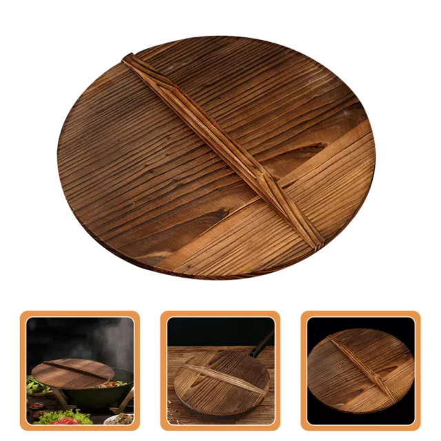 Cubierta de olla de madera para el hogar protección para sartén de cocina Wok tapa