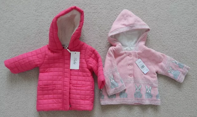 2 x Baby Girl Winter Coats Sz: 00 (3-6 months) BOTH BRAND NEW WITH TAGS