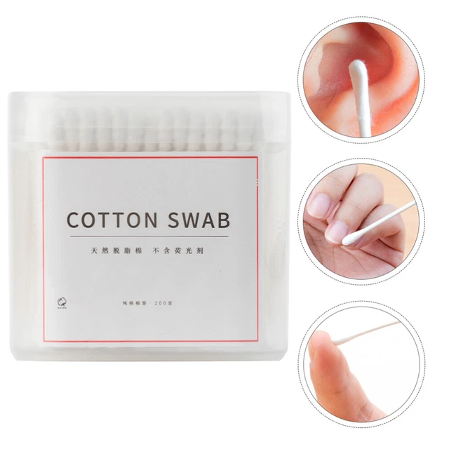 1 Caja / 200PIEZAS Bastoncillos de Vajilla Limpiador de Orejas Multiusos Maquillaje Bastoncillos de Algodón (blanco