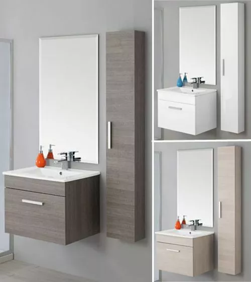 Mobile arredo 60 cm lavabo sospeso con COLONNA 3 colori bagno moderno mobili |a7