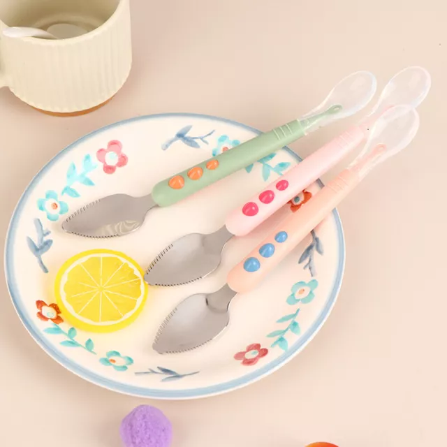 1Pc Baby Fruit Scraping Mud Spoon Feeding Spoon Easy To Eat Soft Silicone Spo Sn