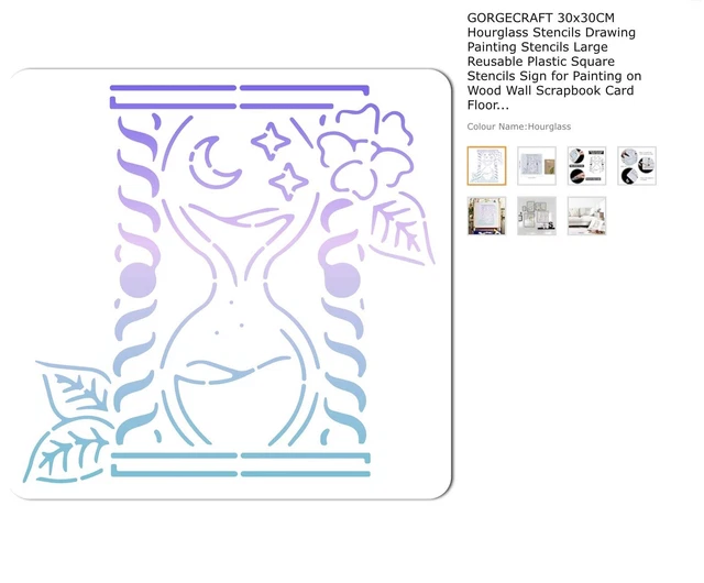 STENCIL GORGECRAFT 30x30cm Hourglass Wall Art Painting DIY Decor Crafts