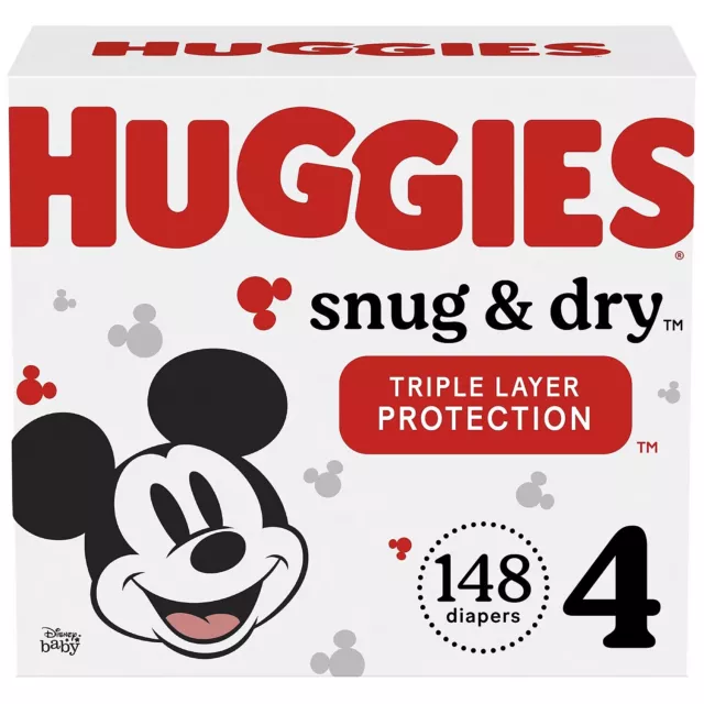 Huggies Snug & Dry Diapers Size 4 148 CT (51518)