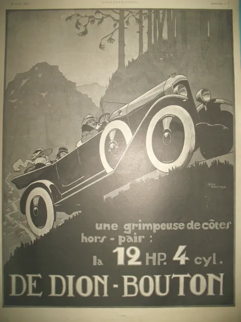 Publicite De Presse De-Dion-Bouton 12 Hp 4 Cyl. Automobile Par Jean Routier 1923