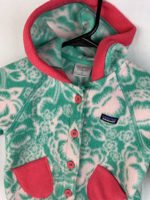 Patagonia Fleece Jacket Swirly Buttoned Sweater  Coat Hoodie Girls Toddler 3T