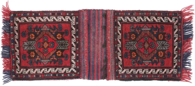 Khorjin Carpet Saddle Bag Kameltasche Nomads 40x90 Hand Knotted Red