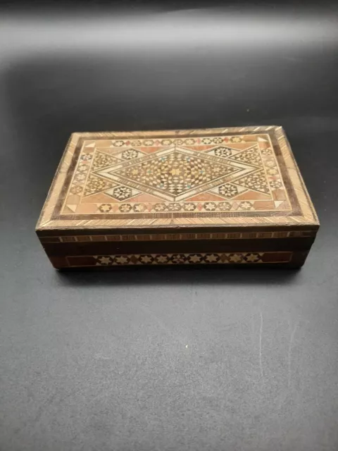 Ancienne boite bijoux coffret orientale Marqueterie bois nacre n°2