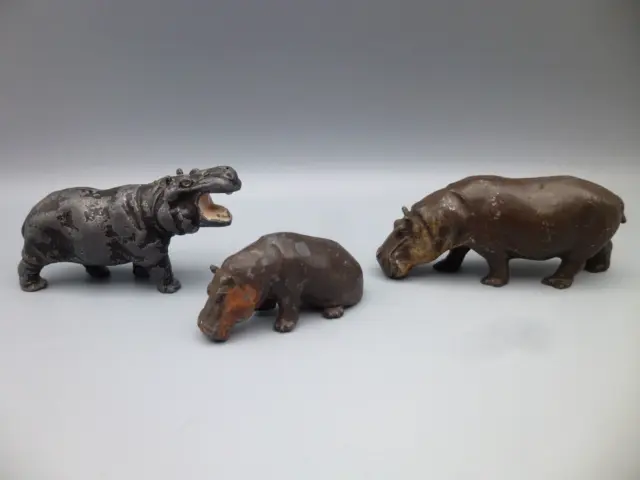 Vintage Britains HIPPOS x 2 & Timpo Hippopotamus / Britains Lead Zoo Animals ⭐️