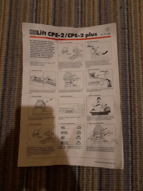 JOBO Lift CPE-2 CPE2  PLUS,  (instructions Only)