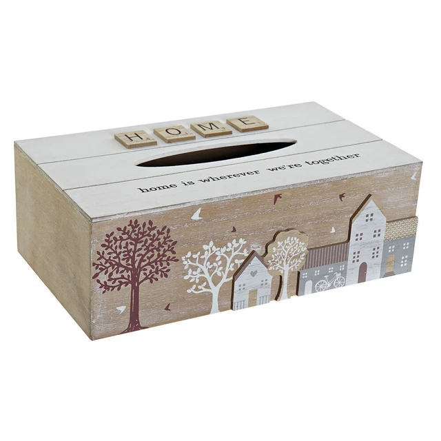 Boîte à mouchoirs DKD Home Decor Blanc méditerranéen Naturel Bois MDF (25 x 14 x