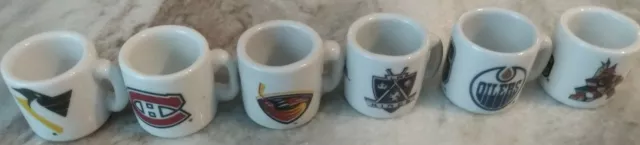 Lot of (6) 1990's Mini NHL Ceramic Coffee Mugs : Kings / Thrashers / Oilers Ect.