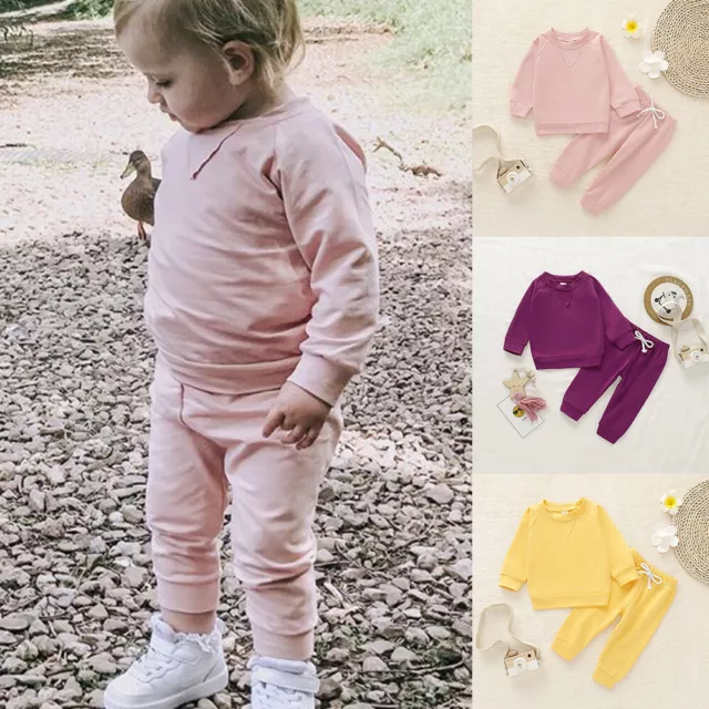 UK Baby Girls 2 PCS Tracksuit Sweatshirt Tops+Pants Set Kids Outfits Clothes