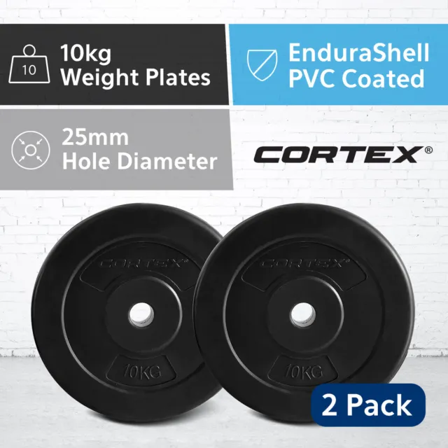 NEW CORTEX 10kg (Pairs) EnduraCast 25mm Standard Weight Plates Gym Fitness