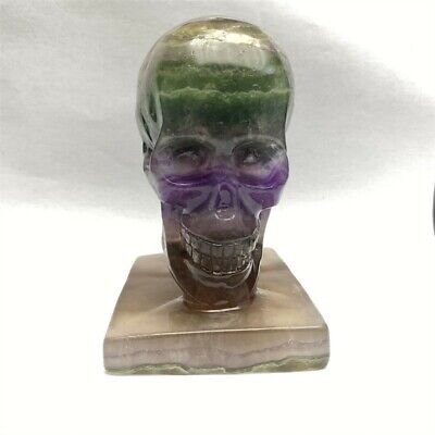 1460g Natural Beantiful Fluorite Quartz Skull Hand Carved Crystal Healing Skull