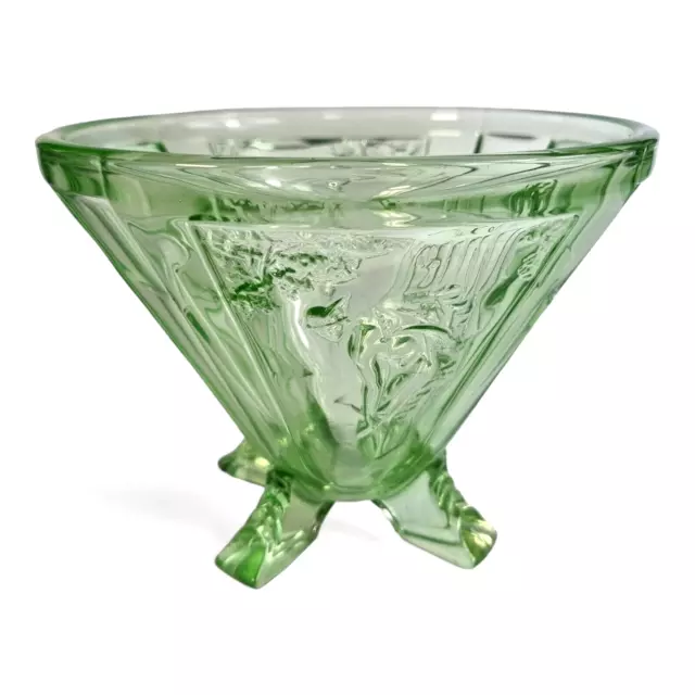 Art Deco Green Glass Pedestal Bowl Sowerby Mercury the Messenger of Gods No 2566