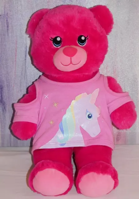 Build-A-Bear Workshop  Fuschia Pink Teddy Plush with BAB T Shirt 40cm