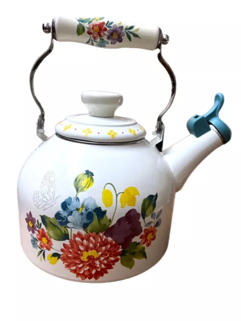 Pioneer Woman ~ Blooming Bouquet ~ 2-Quart Tea Kettle ~ Enamel on Steel ~ Floral