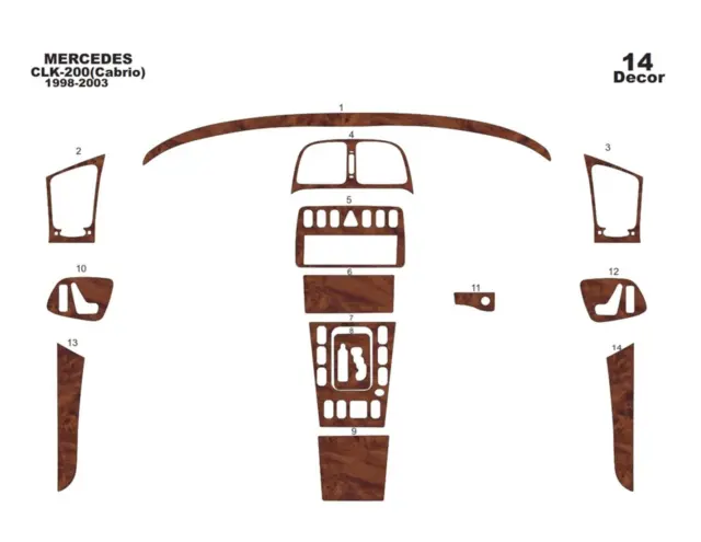 Mercedes Benz W208 CLK 1997-2003 Kit de garniture de tableau de bord intérieur