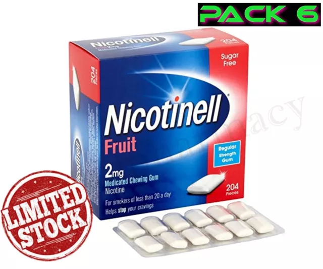 Nicotinell Goma Fruta 2mg 204 Piezas Paquete De 6 Caduca 02/2026