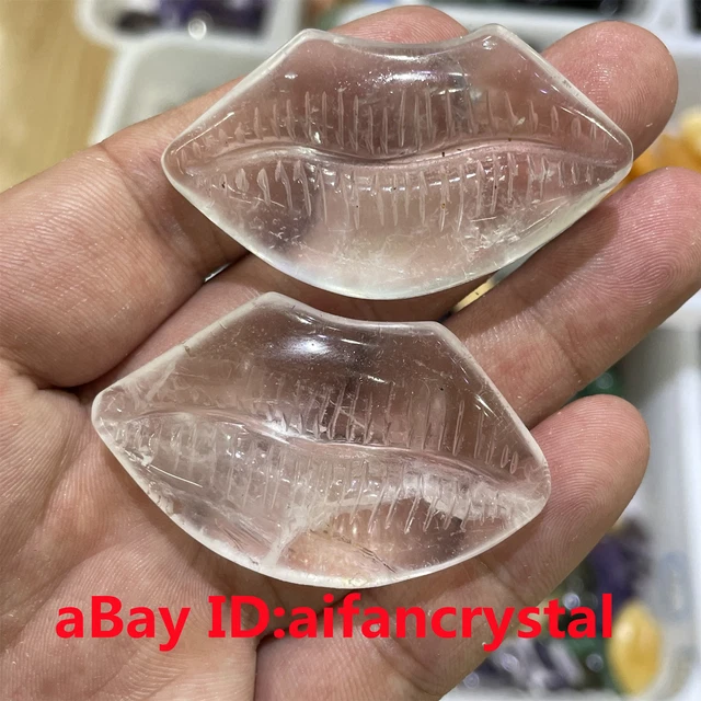 1PC Natural White crystal red lips Carved red lips Reiki quartz crystal Healing 9