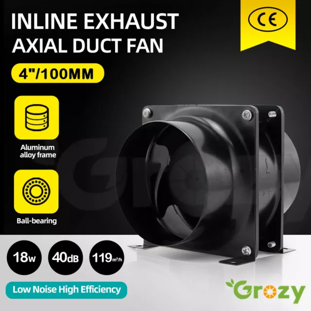 Hydroponics 4 inch Intake Exhaust Inline Axial Fan For Grow Tent Ventilation Kit