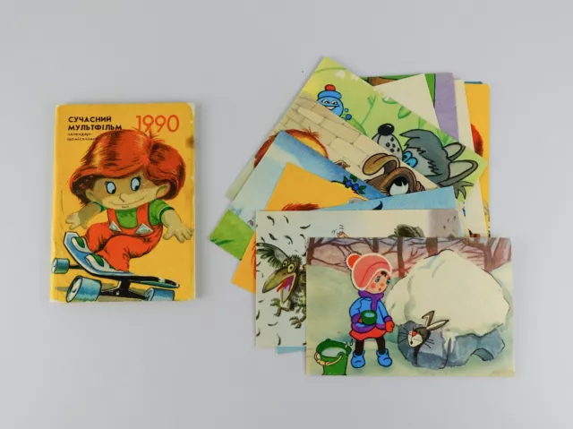 Set of 12 Soviet pocket monthly calendars Cartoons USSR Ukraine 1990