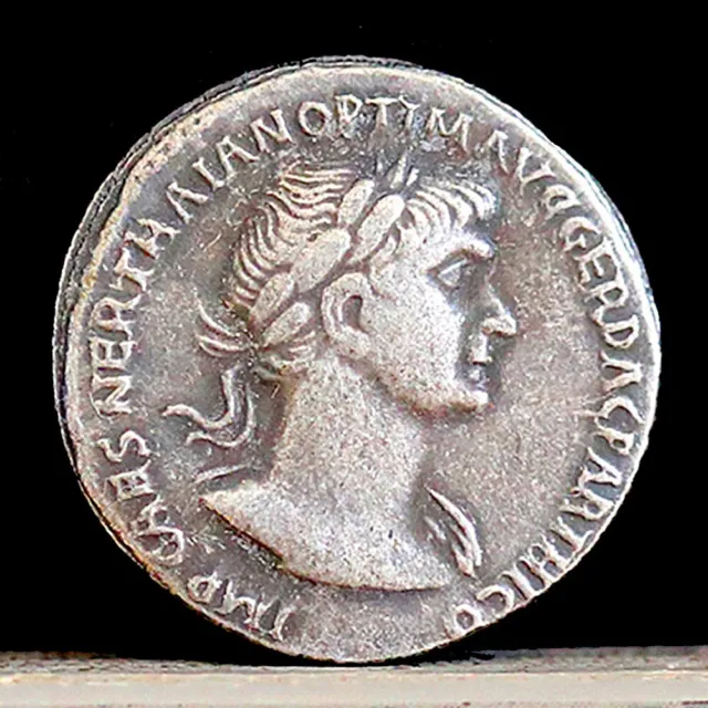 98-117 AD Ancient Roman Coin Trajan Victory Providentia - Denarius 19mm