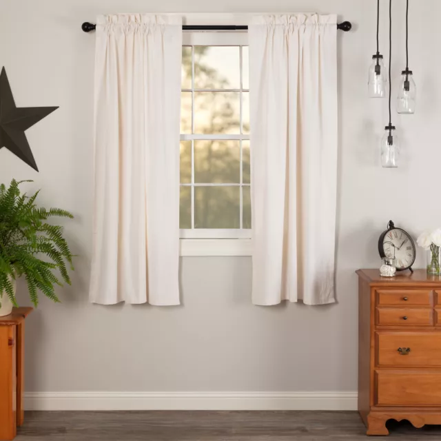 Farmhouse 63"x36" Panel Pair Creme Rod Pocket Simple Window Curtains VHC Brands