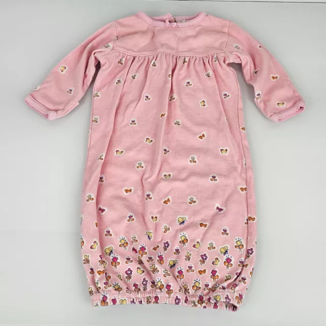 Baby Girl Clothes Vintage Carter's 0-3 Month Pink Butterfly Emu Namae Sleep Gown