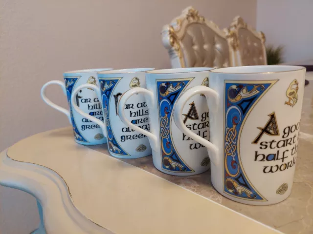 Lot Of 4 Royal Tara Ireland Bone China  Mug with Old Irish Sayings - 2pc+2pc.