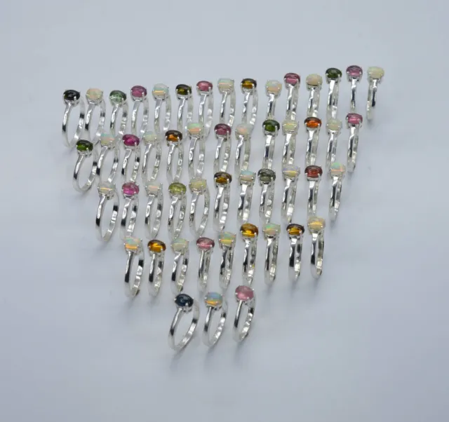 WHOLESALE 51PC 925 SOLID STERLING SILVER YELLOW TOURMALINE MIX RING LOT o373