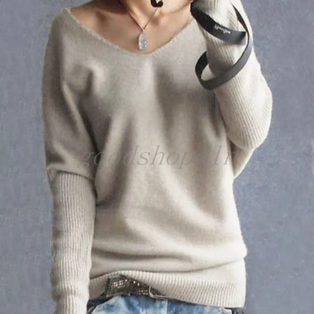 Hot Women's Loose Top Long Batwing Sleeve Cashmere Blend Knitted Sweater 7 Color