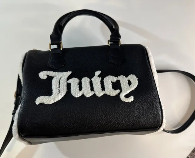 Nwt Juicy Couture Black Flashback Satchel W Faux Sherpa Satchel