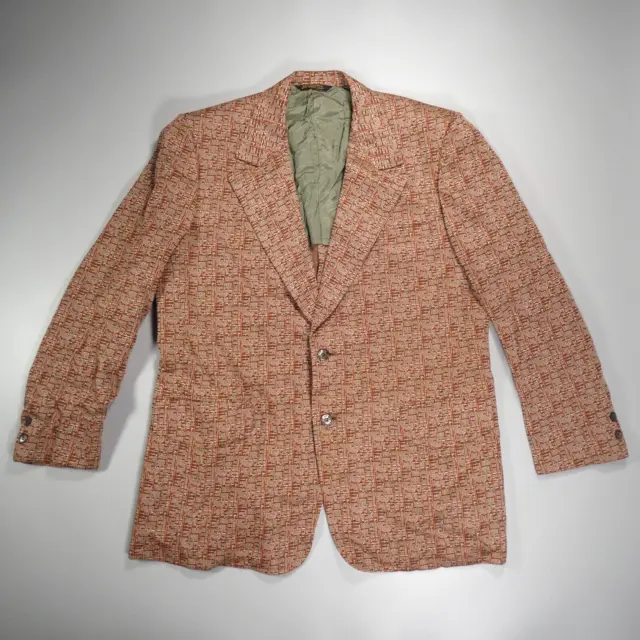 Vintage Men's Blazer Sport Coat Mod 70s Michael Stern 40 NOS NWT Brown Orange