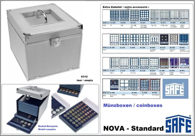 Safe 6312 Münzboxkoffer nova Pour 8x médailliers box monnaies Standard Éléments