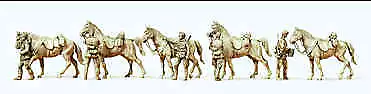 Preiser 16607 German Reich 1939-45 Cavalrymen with Horses (5) Kit HO