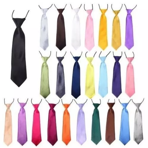 Boys Classic Satin Elastic Neck Tie for Wedding Prom  Children School Kids Tie