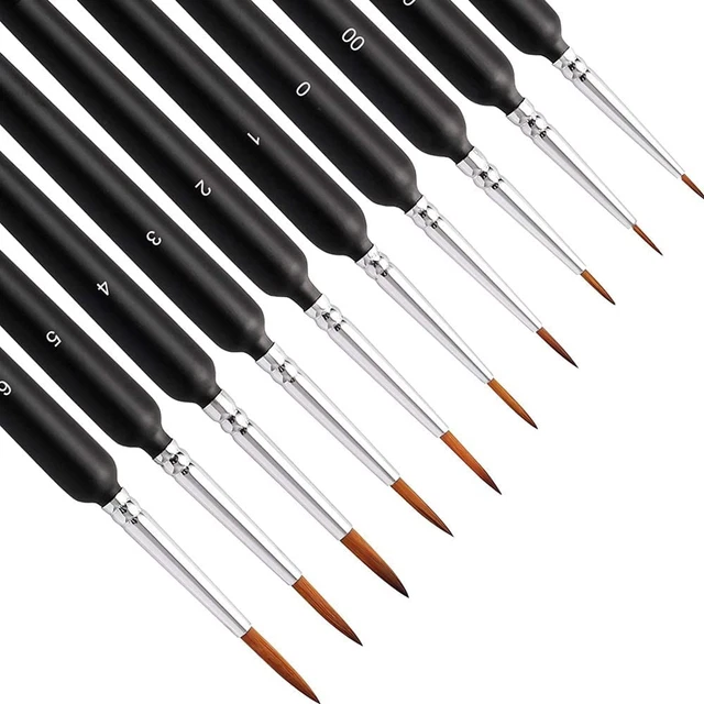 Set Di Pennelli per Pittura, 10 Pezzi Pennelli a Punta Tonda in Nylon per Artist