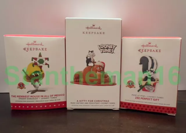 Looney Tunes Hallmark Keepsake Ornaments Lot Pepe Le Pew Speedy Marc Antony Puss