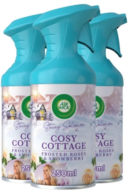 3 x Air Wick Stacey Solomon Cosy Cottage Roses & Snowberry Air Freshener Spray