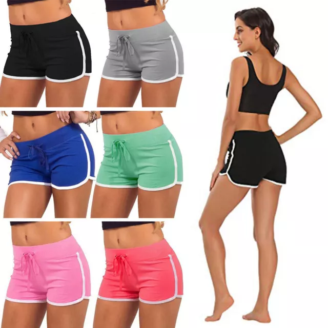 Damen High Waist Shorts Hotpants Kurze Hose Sommer Pants Sporthosen Hot Sport DE