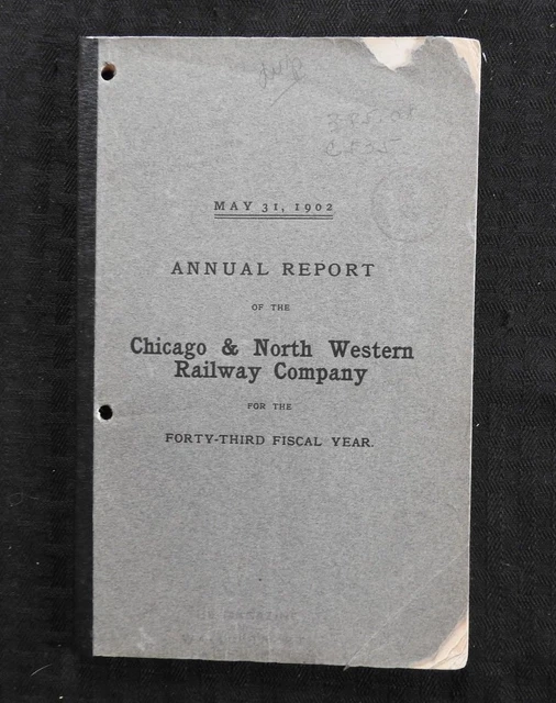 1902 Chicago & North Western Railroad Railway Train Annual Report Fremont Elkhor