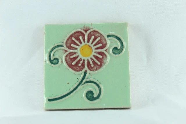Antique Tile Set Majolica Floral Art Tiles Vintage Victorian Style Rare Designs 3