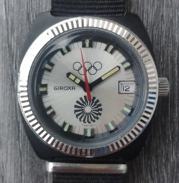 vintage hommes Giroxa Jeux Olympiques Munchen 1972 montre boîtier en plastique