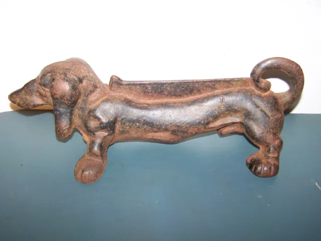 Antique Cast Iron Dachshund Dog Boot Scraper Door Stop