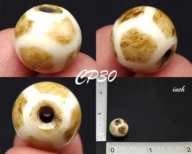 Old Tibetan Dzi Style Football Soccer TurtleBack Pumtek Bead CP30