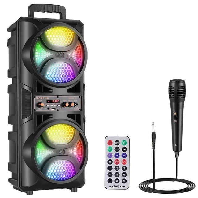 BLUETOOTH SPEAKER KARAOKE Party Speaker Portable with Mic TWS Lights ...