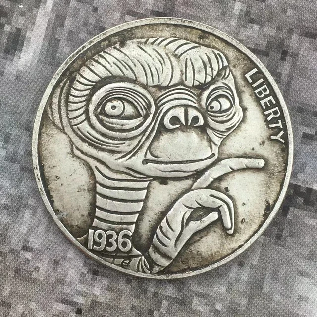 1936 Carpenterworm Skull Liberty Onr Dollar Nickel Hobo Coin Fast Free Ship