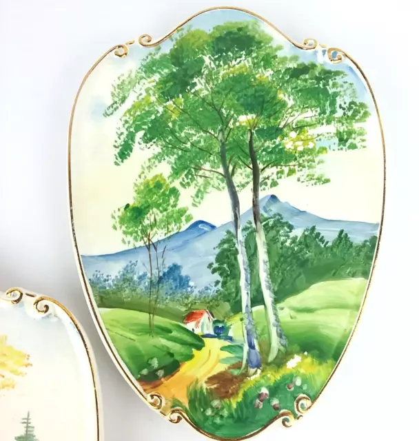 Lefton China Hand Painted (#4927 Summer & Winter) Pair of 8 1/2" Wall Plaques 2