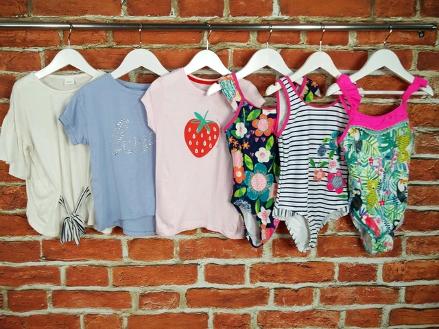 PACCHETTO RAGAZZE ETÀ 5-6 ANNI NEXT GEORGE ecc TOP T-SHIRT COSTUME DA BAGNO SET ESTIVO 116CM
